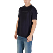 Schwarz Armani Exchange Baumwoll-T-Shirt für Herren mit dezentem silbernen Schriftzug auf der Brust