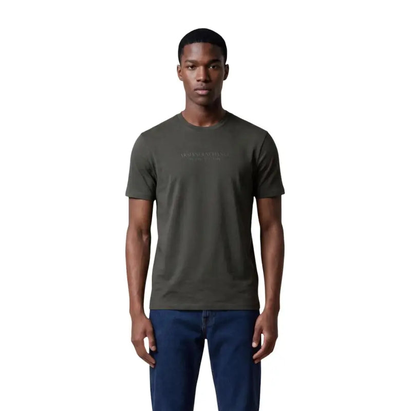 Armani Exchange Olivgrünes Baumwoll-T-Shirt für Herren mit dezentem Logo-Aufdruck auf der Brust