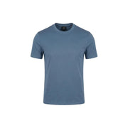 Ein elegantes, sattes Blau armani exchange Herren-T-Shirt aus Baumwolle mit Rundhalsausschnitt und minimalistischem Design