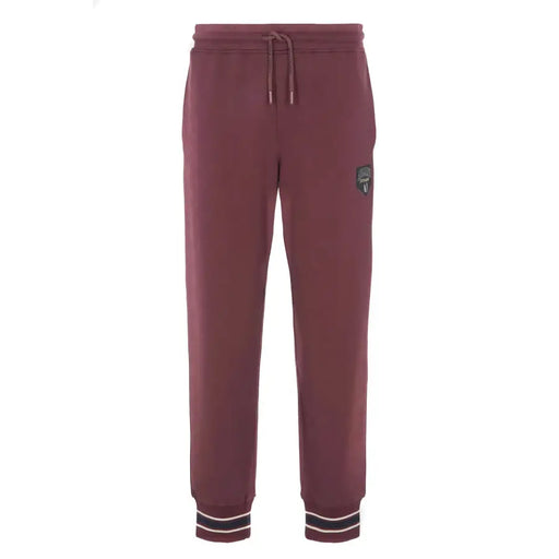 Maroon Armani Exchange Bordeaux cotton trousers with drawstring waist and striped cuffs