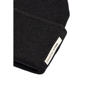 Armani Exchange Schwarze Herren-Strickmütze mit Rippstruktur und Markenlabel, Vorderansicht