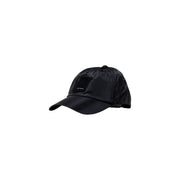 Armani Exchange Herrenkappe aus schwarzem Nylon mit kleinem rechteckigem Aufnäher, Vorderansicht