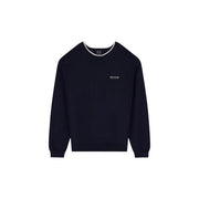 Armani Exchange Baumwollpullover für Herren in Marineblau mit weißem Rippstrickbündchen und gesticktem Logo, Vorderansicht