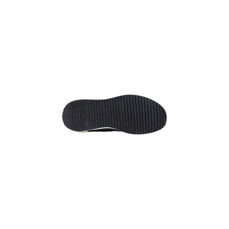 Black rubber sole with textured ribbed pattern on armani exchange grey polyester sneakers for men