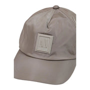 Beige armani exchange Herren-Baseballkappe mit dezentem Glanz und quadratischem Logo-Patch aus grauem Polyester