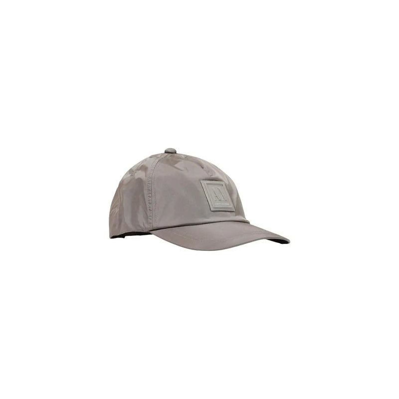 Armani Exchange Herren-Baseballkappe, graue Polyesterkappe mit elegantem hellgrauem Finish und quadratischem Aufnäher auf der Vorderseite