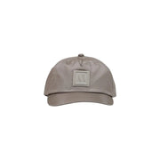 Armani Exchange Herren-Baseballkappe aus taupefarbenem Polyester mit strukturierter Passform und quadratischem, gesticktem Logo-Patch auf der Vorderseite