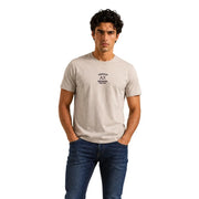 Beige Armani Exchange Herren-Baumwoll-T-Shirt mit Rundhalsausschnitt und schwarzem Logo auf der Brust