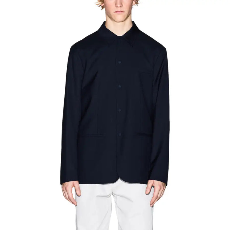 Armani Exchange Schwarzer, klassischer Herrenblazer aus Polyester mit Stehkragen und zwei Vordertaschen