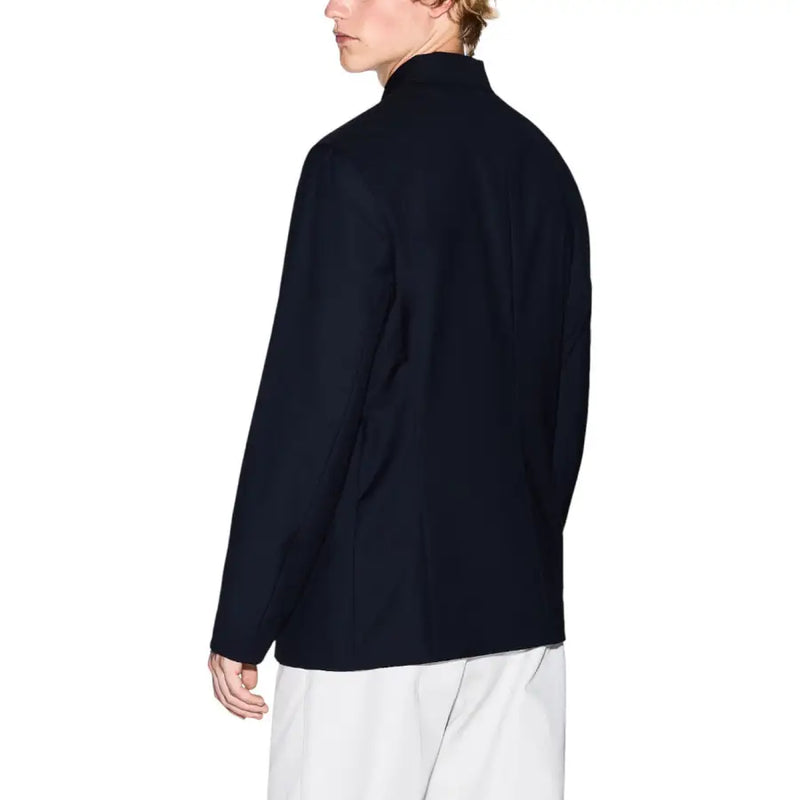 Armani Exchange Klassischer schwarzer Herrenblazer aus Polyester mit elegantem marineblauem Design und dezenten Nahtdetails.