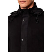 Armani Exchange Schwarzes Herren-Sweatshirt mit Rollkragen aus Baumwollmischgewebe, eleganter Kapuzenjacke und dezenten grauen Knöpfen