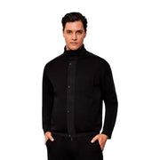 Armani Exchange Schwarzes Herren-Sweatshirt mit Rollkragen aus Baumwollmischgewebe, elegantem, modernem Design und dezenten Knopfdetails