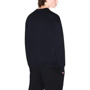 Armani Exchange Schwarzes Herren-Sweatshirt aus Baumwolle mit langen Ärmeln, lockerer Passform, gerippten Bündchen und Rundhalsausschnitt.