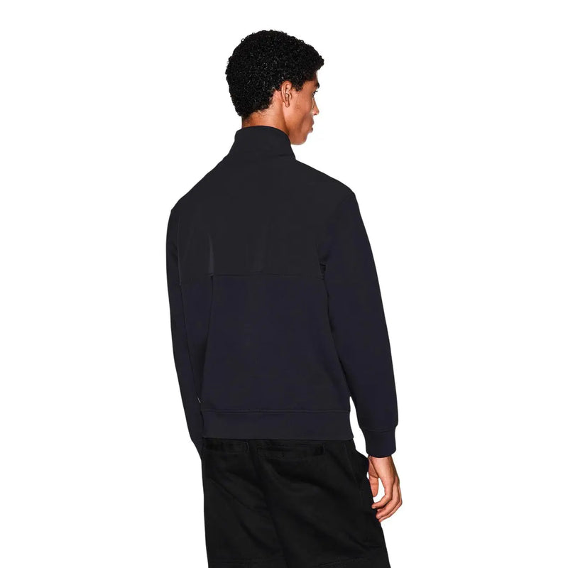 Armani Exchange Schwarzes Herren-Sweatshirt aus Baumwolle mit elegantem, hochgeschlossenem und minimalistischem Jackendesign