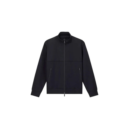 Armani Exchange Schwarzes Herren-Sweatshirt aus Baumwolle mit Reißverschluss, schlichtem, minimalistischem Design und zwei Seitentaschen