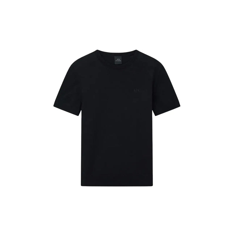 Armani Exchange Schwarzes Herren-T-Shirt aus Baumwolle mit kurzen Ärmeln, dezenter Brusttasche und minimalistischem Markenlogo