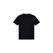 Armani Exchange Schwarzes Herren-T-Shirt aus Baumwolle mit kurzen Ärmeln und dezentem, sich wiederholendem Muster auf dem Stoff
