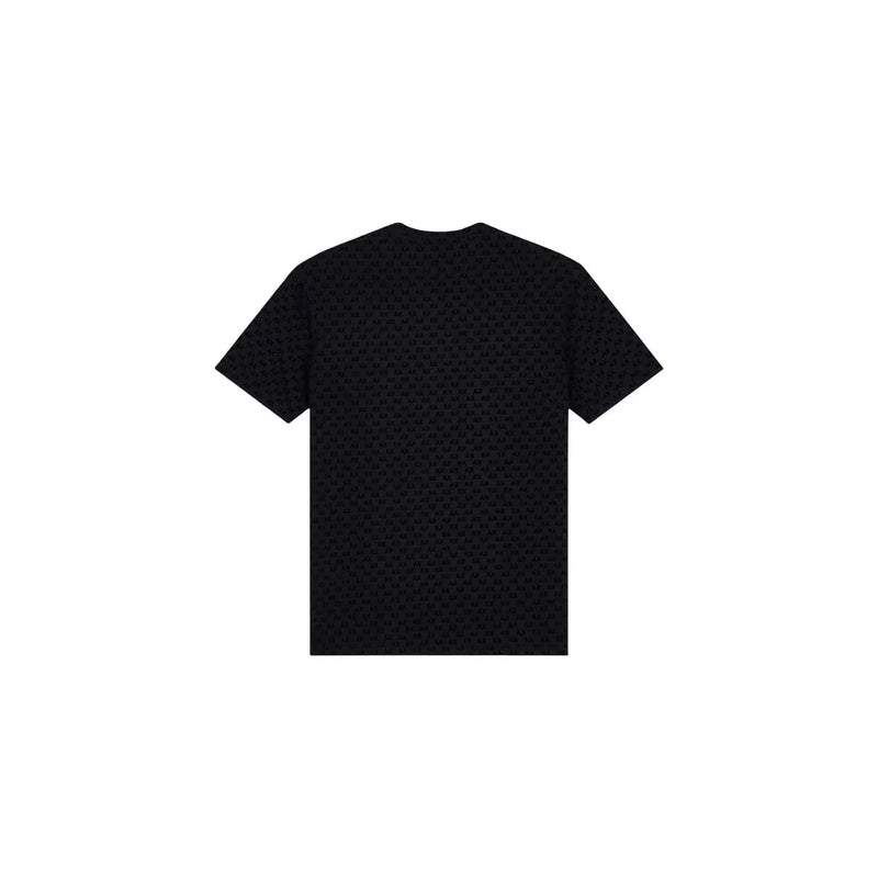 Armani Exchange Schwarzes Herren-T-Shirt aus Baumwolle mit kurzen Ärmeln und dezentem, sich wiederholendem Muster auf dem Stoff