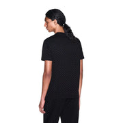 Armani Exchange Schwarzes Herren-T-Shirt aus Baumwolle mit dezentem, sich wiederholendem Muster und kurzen Ärmeln