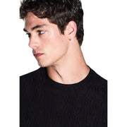 Armani Exchange Schwarzes Herren-T-Shirt aus Baumwolle mit geprägtem „Exchange“-Schriftzug und strukturiertem Stoffdesign