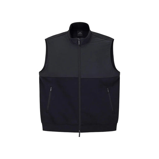 Armani Exchange Schwarzes Herren-Sweatshirt aus Baumwolle mit Reißverschluss und zweifarbigem Design (hellere obere und dunklere untere Partien).