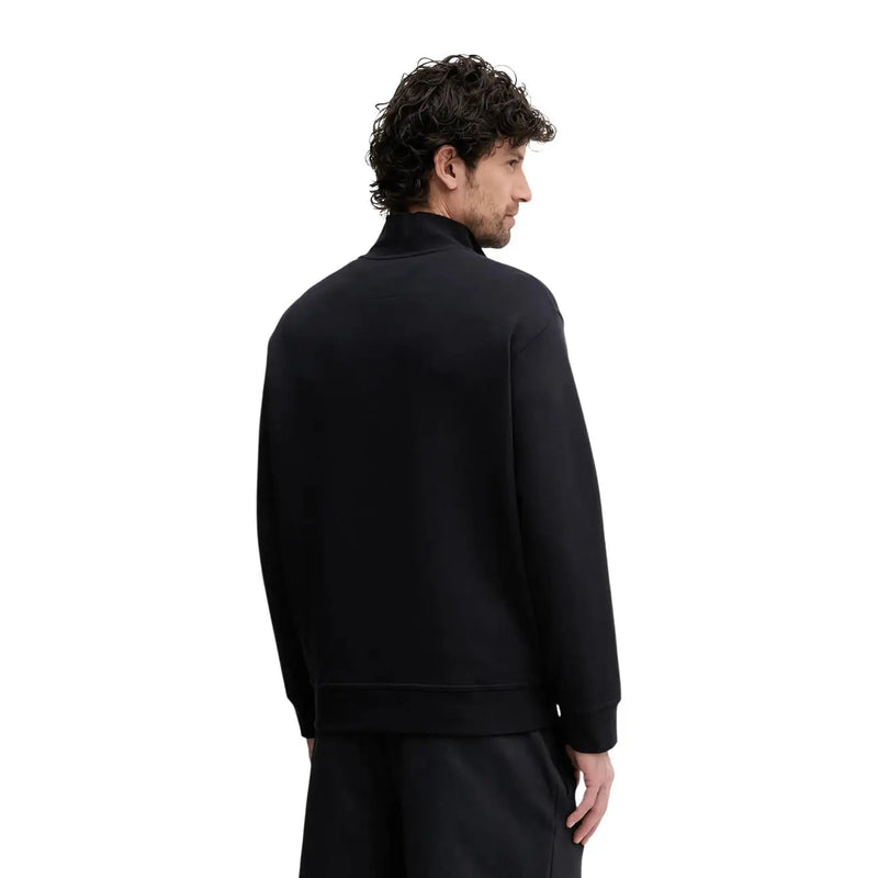 Armani Exchange Schwarzer Herren-Sweatshirt aus Baumwolle mit Reißverschluss, Rollkragen, gerippten Bündchen und Saum, Vorderansicht