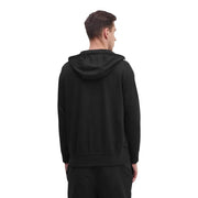 Armani Exchange Schwarzer Herren-Kapuzenpullover mit elegantem, minimalistischem Design und dezenten weißen Streifen an den Ärmeln