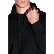 Armani Exchange Schwarzer Herren-Hoodie aus Polyester mit dezentem Strukturmuster und passenden Kordelzügen