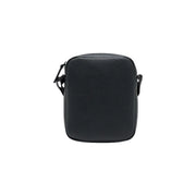 Armani Exchange Schwarze Herren-Umhängetasche aus genarbtem Leder mit Reißverschluss und verstellbarem Riemen, B 16 cm