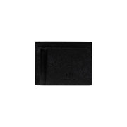 Armani Exchange men wallet black textured card holder with subtle embossed logo on front side