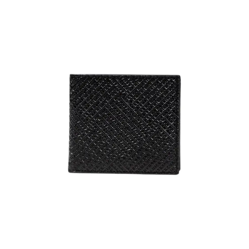 Black textured bifold leather wallet from Armani Exchange for men