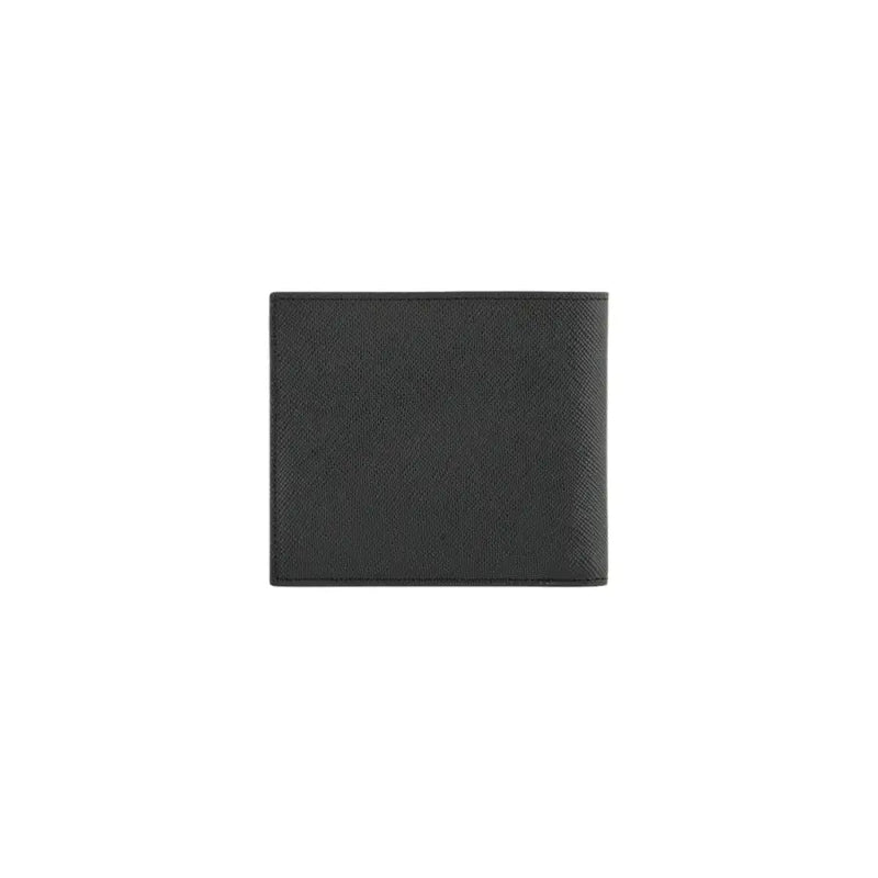 Black textured leather bi-fold wallet with interior pockets from Armani Exchange Men collection
