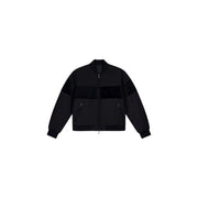 Armani Exchange Schwarze Herren-Bomberjacke aus Polyester mit mattschwarzen Schulter- und Brustpartien und durchgehendem Reißverschluss