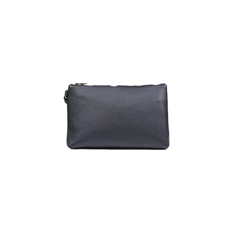 Schwarzes, genarbtes Lederetui mit Reißverschluss von Armani Exchange Herren-Handtasche aus Polyester, 30 x 20 x 4 cm, für den täglichen Gebrauch