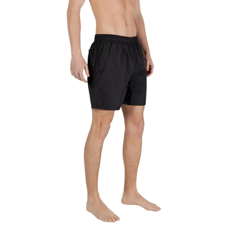Schwarze, sportliche Badehose mit elastischem Bund aus Polyester für Herren von Armani Exchange Frühjahr/Sommer-Kollektion