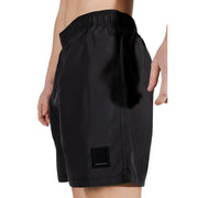 Armani exchange Schwarze Herren-Badeshorts aus Polyester mit elastischem Bund und dezentem Logo-Patch am Unterschenkel