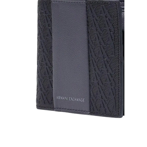 Dunkelgrau Armani Exchange Schwarze Herren-Geldbörse aus Polyester mit strukturierter Oberfläche und glattem Ledereinsatz, Maße: 11 x 9 cm