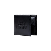Black Armani Exchange bifold wallet with inner pockets for men in polyester material