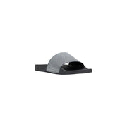 Armani Exchange Schwarze Herren-Sandalen mit strukturiertem, silberfarbenem, gewebtem Riemen aus PVC-Material