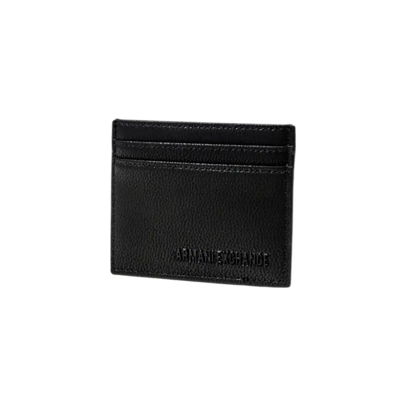 Black leather card holder with multiple slots from Armani Exchange Men Black Printed Polyester Wallet