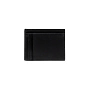 Black leather card holder with multiple slots from Armani Exchange Men Black Printed Polyester Wallet