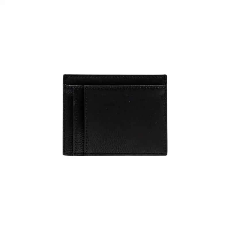 Black leather card holder with multiple slots from Armani Exchange Men Black Printed Polyester Wallet
