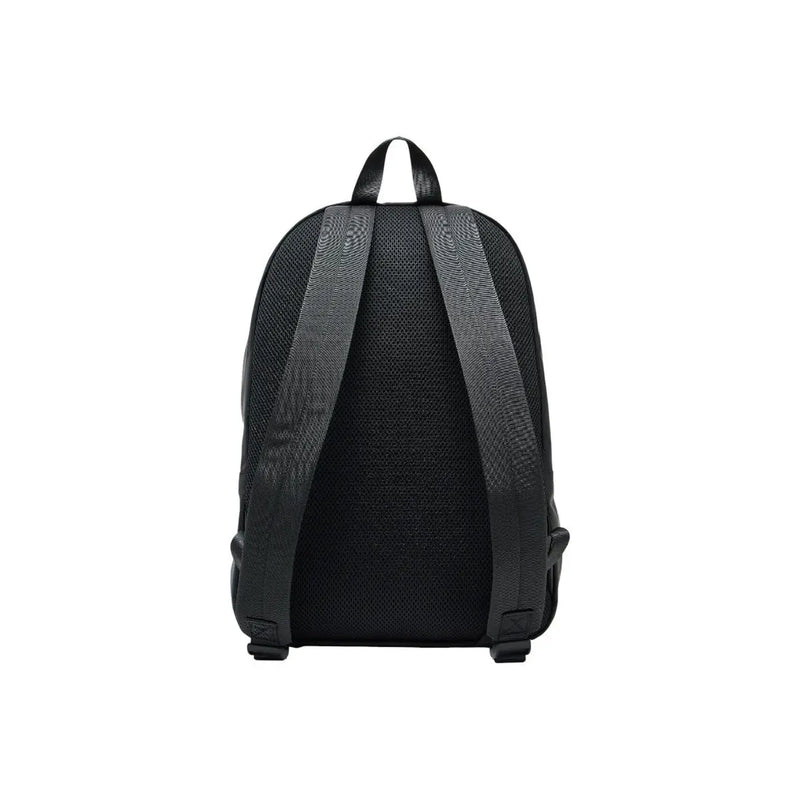 Armani Exchange Schwarzer Herrenrucksack, Rückansicht mit strukturierter Netzrückenpartie und gepolsterten Schultergurten