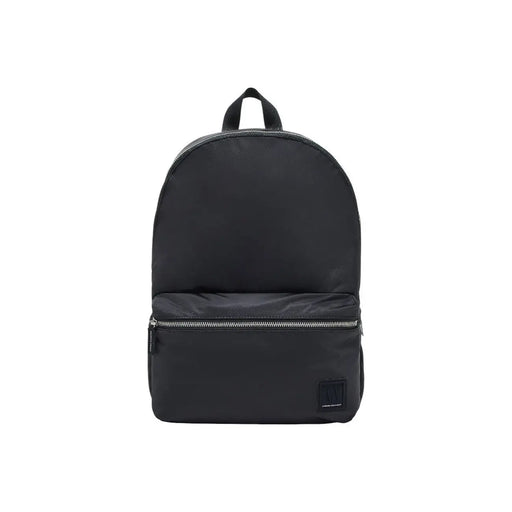 Armani Exchange Schwarzer Herren-Nylonrucksack mit Reißverschlusstasche vorne und dezentem Markenlogo, Größe 31 x 45 x 19 cm