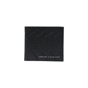 Armani Exchange men black wallet with textured diamond pattern and embossed logo measuring 11x10x1.5 cm
