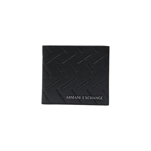 Armani Exchange Schwarze Herrengeldbörse mit strukturiertem Rautenmuster und geprägtem Logo, Maße: 11 x 10 x 1,5 cm