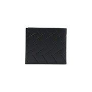 Armani Exchange men black leather wallet with repeating embossed Emporio Armani logo pattern 11x10x1.5 cm