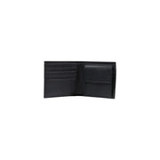 Armani Exchange Schwarze Herren-Geldbörse aus Leder, zweifach gefaltet, mit geprägtem Logo auf der Innenklappe, Maße: 11 x 10 x 1,5 cm