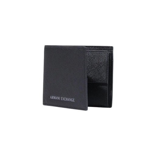 Armani exchange Schwarze Herren-Geldbörse mit strukturiertem Leder-Außenmaterial, Polyester-Innenseite und geprägtem Logo, B 11 cm, H 9 cm