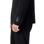 Armani Exchange Schwarzer, langer Herrenblazer aus Wollmischung mit elegantem, tailliertem Design und dezentem Markenlogo an den Ärmelbündchen.